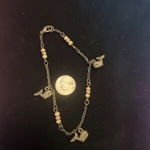 Charming Whale Boho Gold Tone Anklet/ Bracelet with Beads
